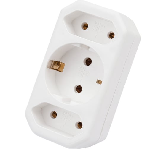 Блок на 3 гнезда TDM ELECTRIC 1x2П+3 16 А + 2x2П 2,5 А, под плоскую вилку, 250 B, белый SQ1806-0201