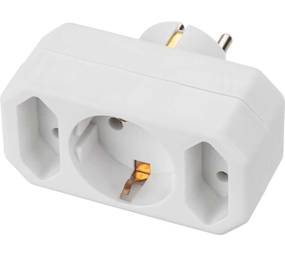 Блок на 3 гнезда TDM ELECTRIC 1x2П+3 16 А + 2x2П 2,5 А, под плоскую вилку, 250 B, белый SQ1806-0201 1