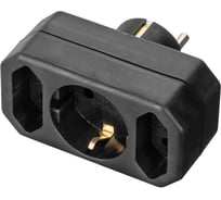 Блок на 3 гнезда TDM ELECTRIC 1x2П+3 16 А + 2x2П 2,5 А под плоскую вилку, 250 B, черный SQ1806-0301