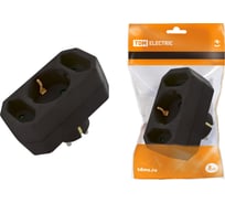 Блок на 3 гнезда TDM ELECTRIC 1x2П+3 16 А + 2x2П 2,5 А под плоскую вилку, 250 B, черный SQ1806-0301