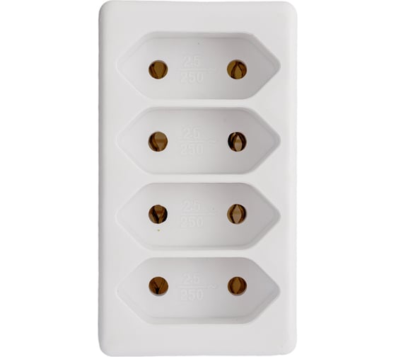 Блок на 4 гнезда TDM ELECTRIC 2П 2,5 А, 250 B, под плоскую вилку, белый SQ1806-0203