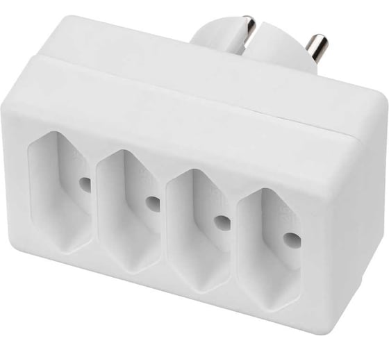 Блок на 4 гнезда TDM ELECTRIC 2П 2,5 А, 250 B, под плоскую вилку, белый SQ1806-0203 1