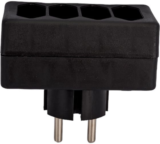 Блок на 4 гнезда TDM ELECTRIC 2П 2,5 А, 250 B, под плоскую вилку, черный SQ1806-0303