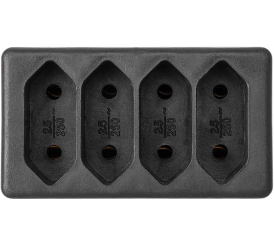Блок на 4 гнезда TDM ELECTRIC 2П 2,5 А, 250 B, под плоскую вилку, черный SQ1806-0303 1