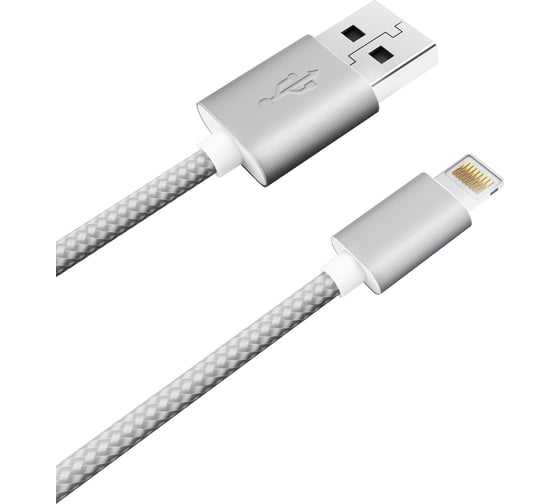 Дата-кабель AKAI CE-608 USB A - 8-pin, 1A, 1 метр, текстиль, белый CE-608W