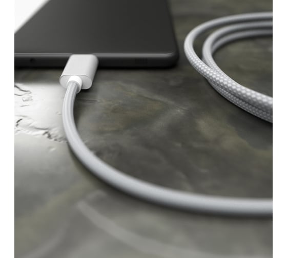 Дата-кабель AKAI CE-608 USB A - 8-pin, 1A, 1 метр, текстиль, белый CE-608W