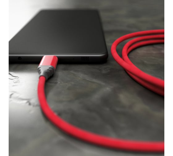 Дата-кабель AKAI CE-610 USB A- Lightning, 1м, 2.1А, текстиль, красный CE-610R