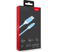 Дата-кабель AKAI Lightning, 1м, 2А, LED, синий CE-612BL