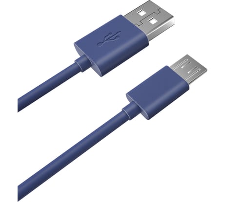 Дата-кабель AKAI microUSB, 1м, 1,5А, синий CE-453BL