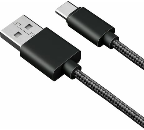 Дата-кабель AKAI Type C, 1м, 2,1А, нейлон, черный CE-463B