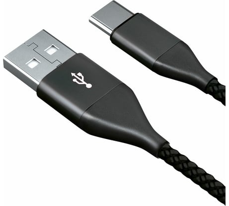 Дата-кабель AKAI Type C, 1м, 2,1А, нейлон, черный CE-464B