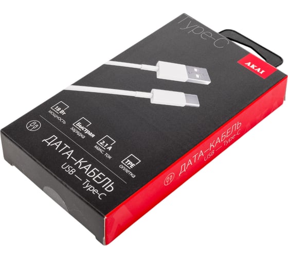 Дата-кабель AKAI Type-C TPE белый CE-465W