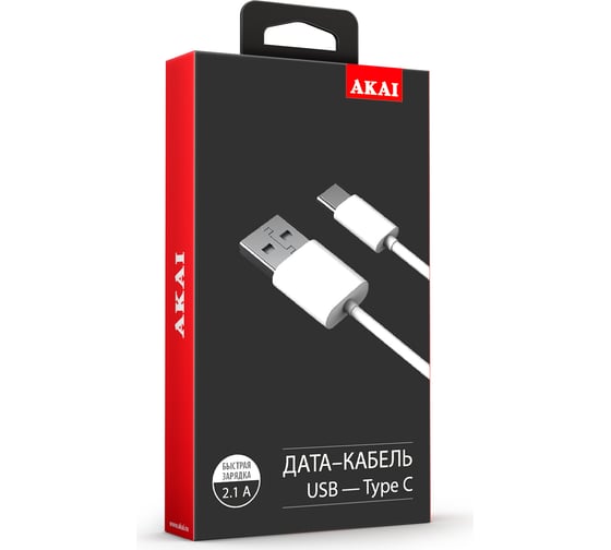 Дата-кабель AKAI Type-C TPE белый CE-465W