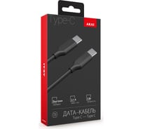 Дата-кабель AKAI Type C- Type С, 1м, 2,1А, TPE, черный CE-468B