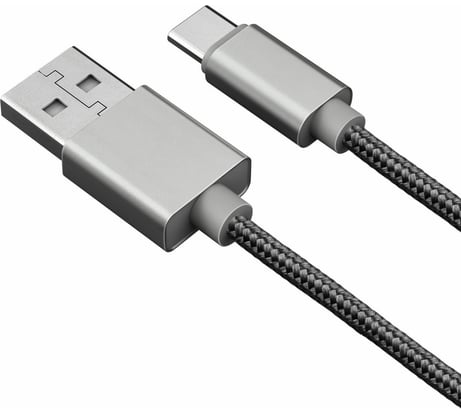 Дата-кабель AKAI Type C, 1м, 2,1А, нейлон, серебристый CE-463S