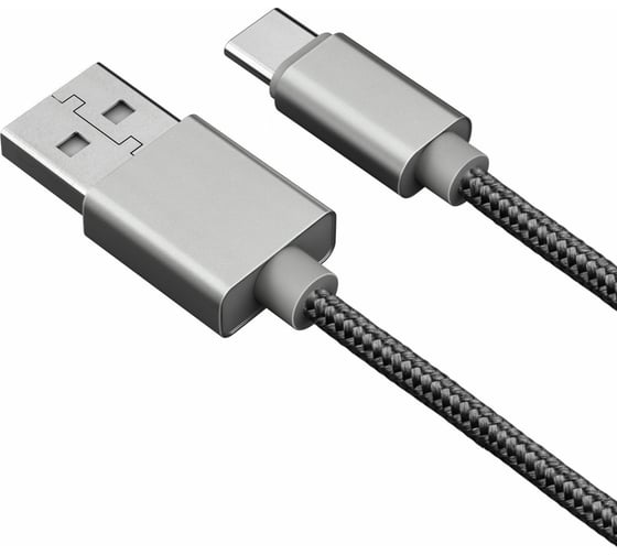 Дата-кабель AKAI Type C, 1м, 2,1А, нейлон, серебристый CE-463S 1