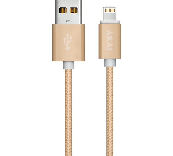 Дата-кабель AKAI USB 2.0 8-pin Apple Lightning золотой CE-604Z