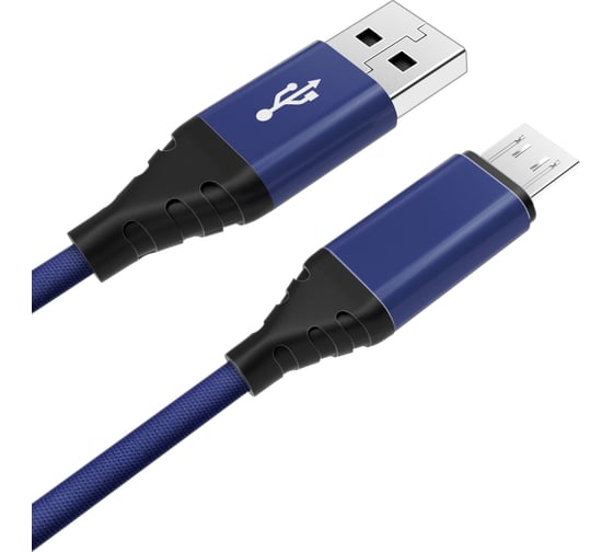 Дата-кабель AKAI USB А-microUSB, синий CBL208BL