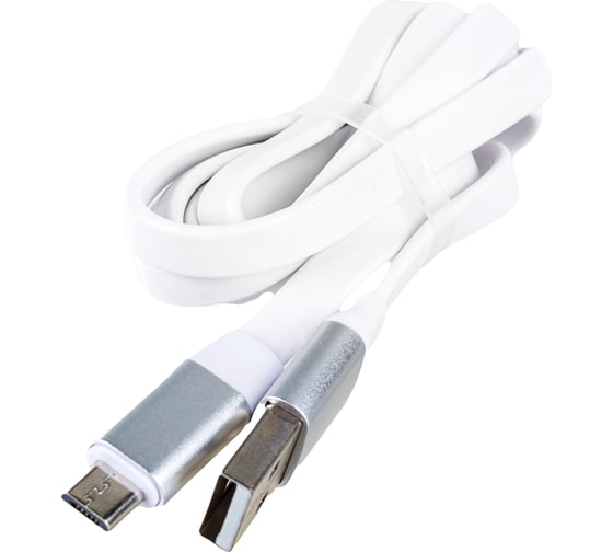 Плоский дата-кабель AKAI USB А-microUSB белый CBL210W