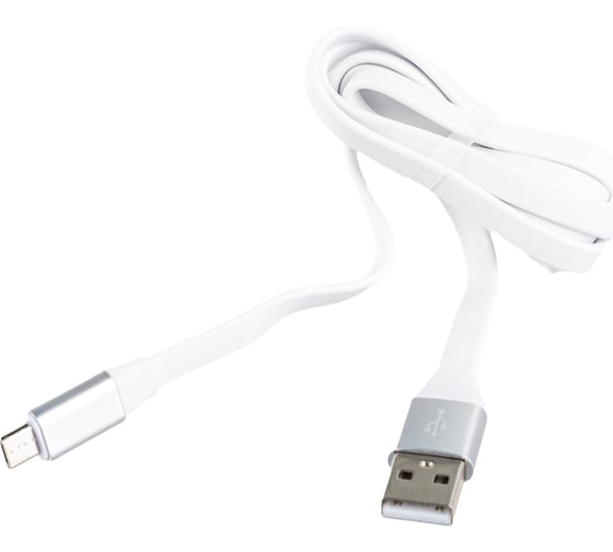 Плоский дата-кабель AKAI USB А-microUSB белый CBL210W