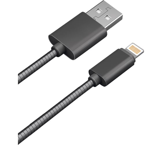 Дата-кабель AKAI разъем 8-pin Apple Lightning 1м оплетка металл черный CE-605B