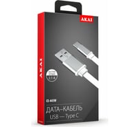 Дата-кабель AKAI разъем Type C 1м оплетка TPE белый CE-443W