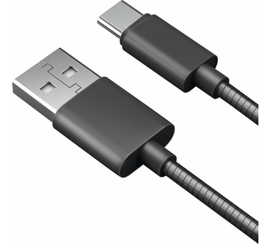 Дата-кабель AKAI разъем Type C 1м оплетка металл черный CE-442B