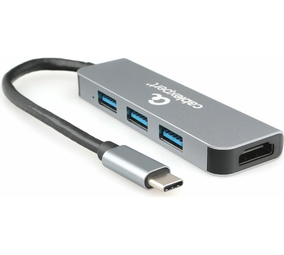Комбо-адаптер интерфейсов Cablexpert Type-C, 2-в-1 (3хAM USB3.2, HDMI), коробка A-CM-COMBO2-01