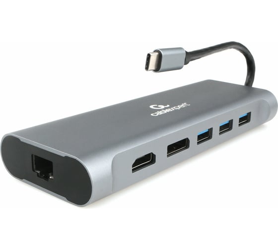 Адаптер интерфейсов Cablexpert USB-C 8-в-1 (Type-C, USB3.1, HDMI,DP,VGA,RJ-45,AUX,кардридер), коробка A-CM-COMBO8-01