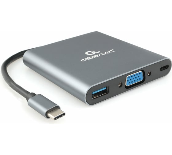 Адаптер интерфейсов Cablexpert USB-CM 6-в-1 (3xAM USB3.1, HDMI, VGA, кардридер, AUX), коробка A-CM-COMBO6-01