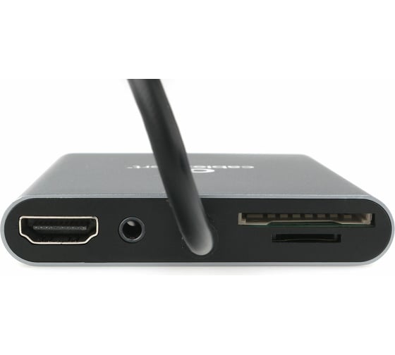 Адаптер интерфейсов Cablexpert USB-CM 6-в-1 (3xAM USB3.1, HDMI, VGA, кардридер, AUX), коробка A-CM-COMBO6-01
