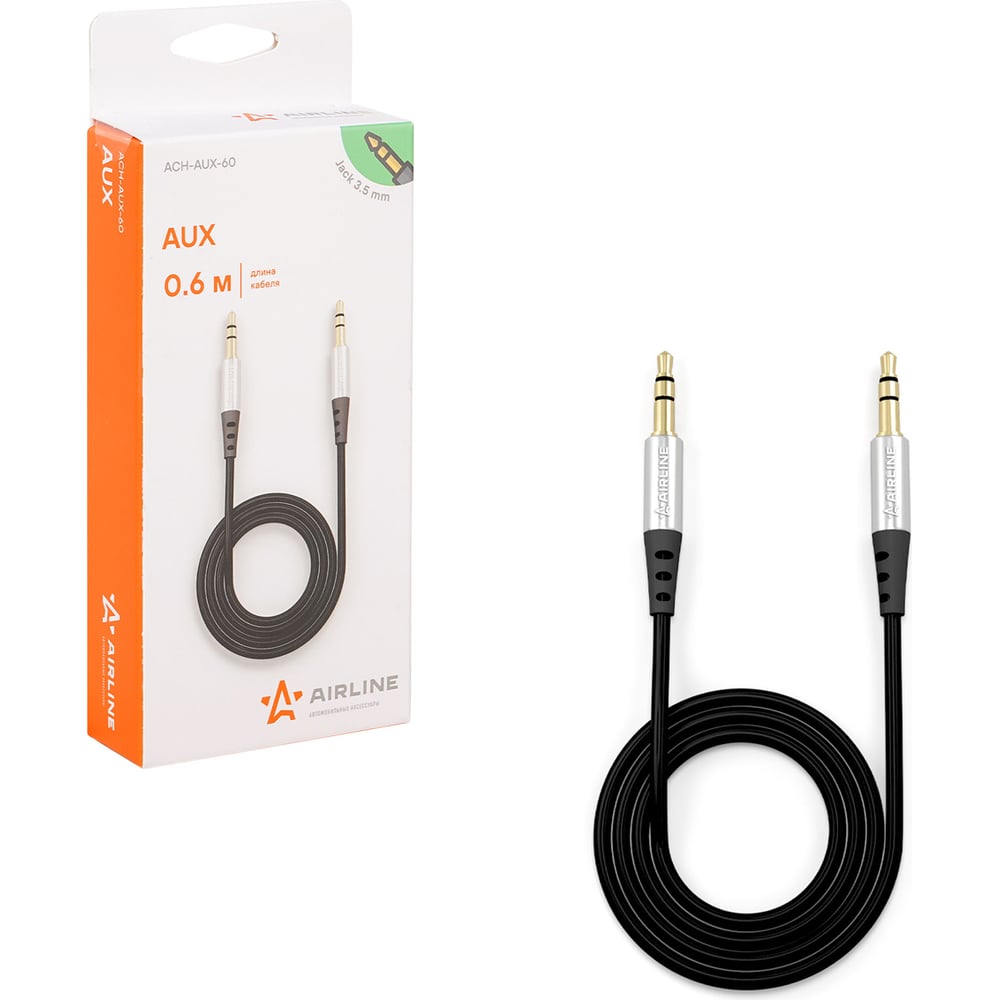 AIRLINE ACHAUX60 Кабель Aux 3.5 Mm Jack - 3.5 Mm Jack 0,6м, Черный