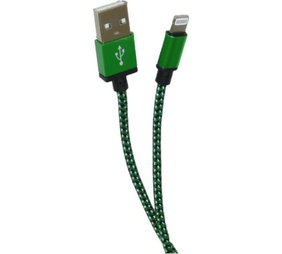 USB кабель Pro Legend Iphone 5, 6s, 8 pin, текстиль, зеленый, 1м PL1389 1