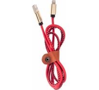 USB кабель Pro Legend Iphone 8 pin, кожаный, красный, 1м pl1291