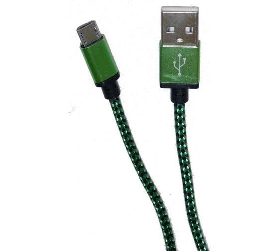 USB кабель Pro Legend micro USB, текстиль, зеленый, 1м PL1387 1