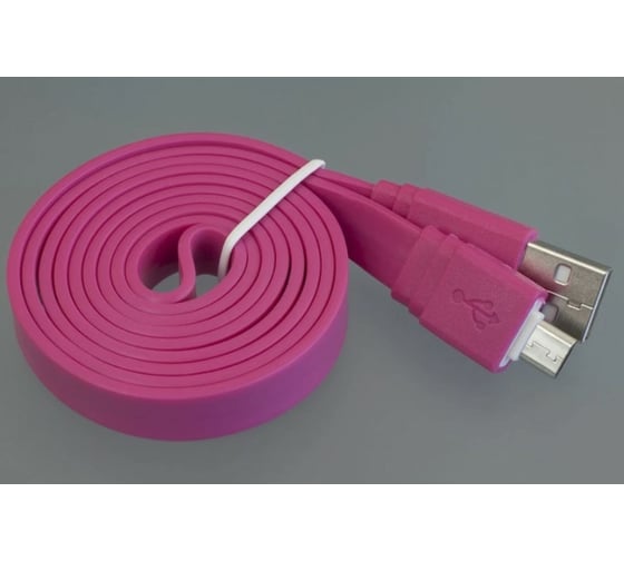 USB кабель Pro Legend плоский micro USB, 1м, розовый PL1317
