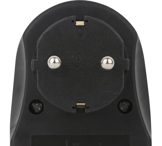 Розеточный адаптер duwi 1 гнездо + 2 USB порта с заземлением черный 16A 3680Вт 27419 3