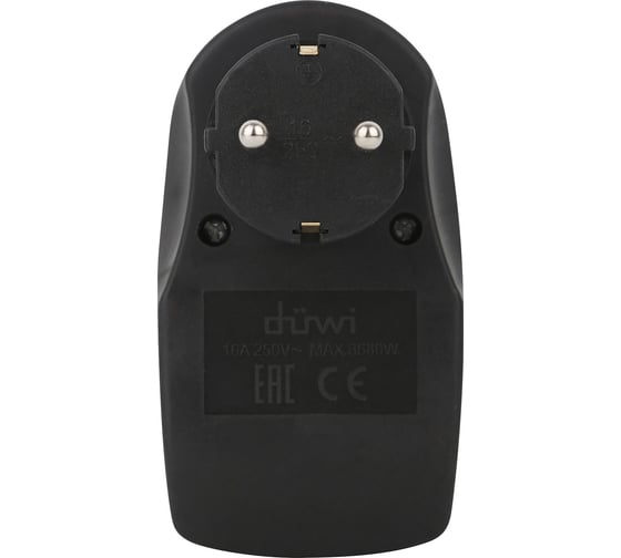 Розеточный адаптер duwi 1 гнездо + 2 USB порта с заземлением черный 16A 3680Вт 27419 3