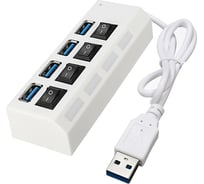 USB хаб Pro Legend 4 порта USB 2.0, с выключателем, 480mbps, белый PL4013