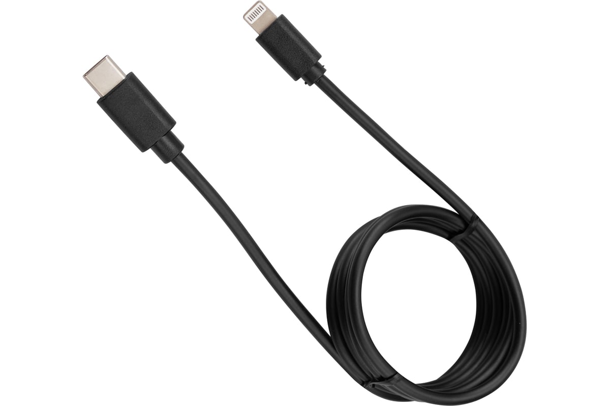 Кабель usb type-c - lightning rexant 3a, 1м для iphone черный 18-1827