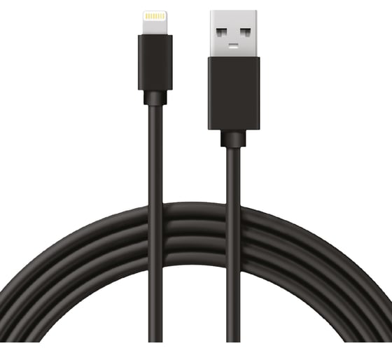 Кабель USB - Lightning REXANT 2 А, 1 м, для iPhone черный 18-7050