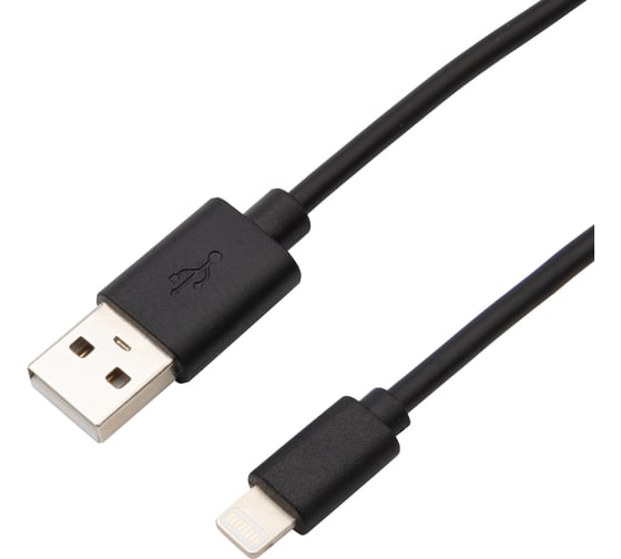 Кабель USB - Lightning REXANT 2 А, 1 м, для iPhone черный 18-7050 1