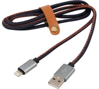 Кабель USB - Lightning REXANT 2.4 А, 1 м, для iPhone джинсовая оплетка 18-4248