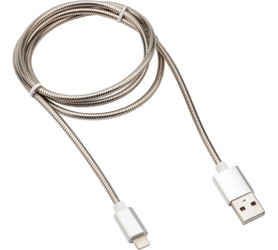 Кабель USB - Lightning REXANT 2 А, 1 м, для iPhone металическая оплетка 18-7057