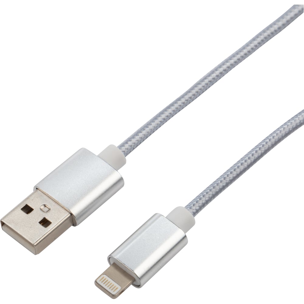 Кабель REXANT USB-Lightning 1 м, серебристая нейлоновая оплетка