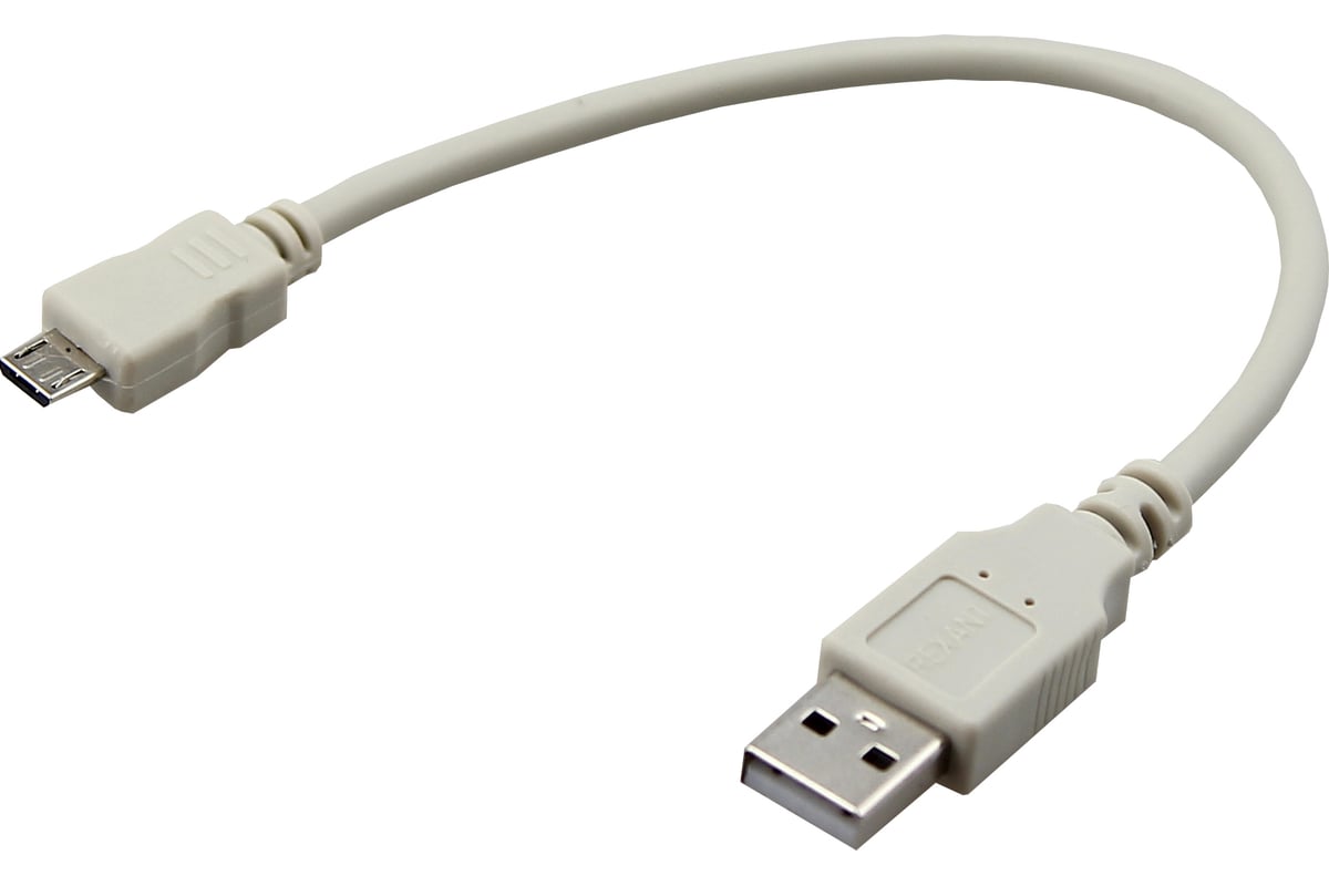 Кабель usb - micro usb rexant 0.2 метра, серый 18-1162