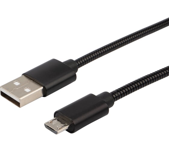 Кабель USB - micro USB REXANT черный металлическая оплетка 1 м 18-4241