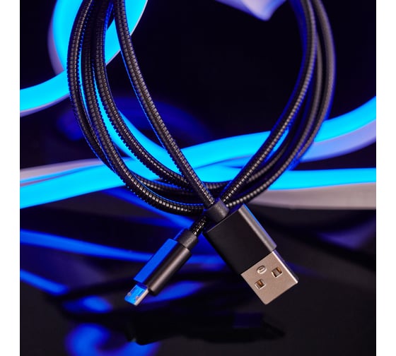 Кабель USB - micro USB REXANT черный металлическая оплетка 1 м 18-4241