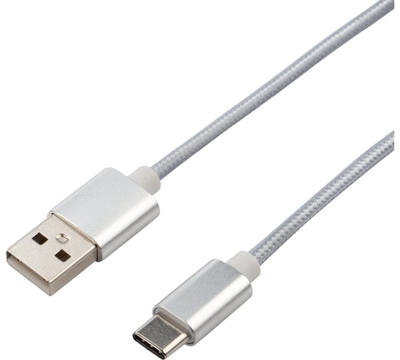 Кабель USB Type-C - USB REXANT 2 A серебристая нейлоновая оплетка 1 м 18-1899