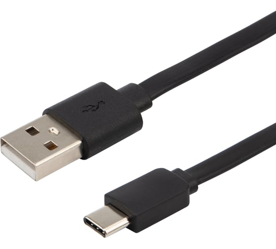 Плоский кабель USB Type-C - USB REXANT 2,4A черный 1 м 18-1888